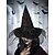 levne Halloweenské doplňky-Dámský halloweenský čarodějnický klobouk s růží a síťovaným závojem – gotický špičatý klobouk na kostýmní večírky, cosplay a tematické akce