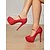 abordables Década de 1980-Tacones altos Mary Jane de plataforma de ante rojo para mujer: zapatos de tacón de aguja estilo glamuroso de los años 80 para damas, ideales para fiestas, discotecas y eventos especiales.