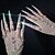 billige Kvinders kostumer-Glitrende handsker til kvinder med rhinsten, lange, glitter-mesh-detaljer, transparente, albuelange, operahandsker med negle, nøgen, en størrelse