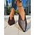 billige Flade sko til kvinder-Brune damesko med spids snude i imiteret læder – minimalistiske slip-on loafers med V-udskæring, elegant business casual og hverdagstøj til kontoret