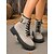 abordables Botas de combate-Botas de combate con cordones para mujer con hebilla lateral: suela antideslizante duradera, estilo informal para exteriores y granja, perfectas para usar en otoño e invierno.