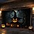 tanie Halloween pokrycie drzwi garażowych-Halloween Zewnętrzny Pokrowiec na Drzwi Garażowe Dyniowe Strachy na Wróble Szkielety Baner Duży Gobelin Tło Dekoracja na Święto Zewnętrzne Drzwi Garażowe Dekoracje Ścienne w Domu