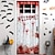 billiga Halloween-Spöklik halloween dörrdekal - 71,65x28,35 tum, blodröd handavtryck välkomstskylt &amp;pumpor, plast, perfekta för fest &amp;heminredning, halloweendekorationer