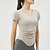 billiga Yogatoppar-Dam Yoga-t-shirt Lättkläder Andningsfunktion Vadderad Kortärmad sporter Ensfärgat Överdelar För Pilates Löpning Yoga Sportkläder
