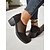 abordables Block Heels-Chaussures à talons épais en maille noire pour femmes – Escarpins respirants de style vintage pour le bureau, les garden-parties et les looks décontractés élégants