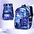 abordables Mochilas para Niños y Adolescentes-Mochila escolar con estampado de galaxia para niños: mochila multicompartimento de gran capacidad con organizador de lápices y portabotellas para niñas y niños.