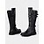 abordables Bottes de cheval-Bottes d&#039;équitation marron pour femmes, montantes jusqu&#039;aux genoux – style combat équestre à boucle en similicuir pour les aventures en plein air d&#039;automne et le cosplay d&#039;inspiration médiévale