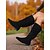 abordables Botas holgadas-Botas altas hasta la rodilla de ante sintético negro para mujer con cordones ajustables: calzado elegante y cómodo para salidas cotidianas e informales.
