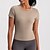 voordelige Yoga Tops-Dames Yoga-T-shirt Sneldrogend Ademend Rimpels Korte mouw Sport Effen Kleur Kleding Bovenlichaam Voor Pilates Hardlopen Yoga Sportkleding