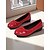 abordables Zapatillas sin cordones y mocasines de mujer-Bailarinas rojas de charol con lazo para mujer: zapatos de vestir clásicos sin cordones con punta redonda para adolescentes y mujeres, ideales para la escuela, el trabajo y atuendos casuales de todos