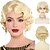 abordables Pelucas históricas-Peluca rubia con ondas en los dedos para mujer, peluca corta rizada de los años 20, fibra sintética natural resistente al calor, para cosplay, uso diario.