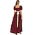 baratos Vestir-Medieval Renascentista século 18 Vestido de cintura império Vestido inspirado na regência Linha A Decote Quadrado Fantasia Mulheres Fantasia Dia Das Bruxas Carnaval Férias Casual / Diário LARP Adulto