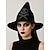 levne Halloweenské doplňky-Dámský čarodějnický klobouk ze směsi vlny se vzorem lebky – gotický halloweenský špičatý klobouk na kostýmní večírky a cosplay