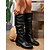 abordables Botas holgadas-Botas altas hasta la rodilla de piel sintética marrón oscuro para mujer: elegantes botas de tacón bajo para looks de otoño e invierno.