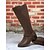 abordables Botas para montar-Botas marrones extra anchas hasta la rodilla para mujer con cremallera lateral y hebilla: botas de montar casuales y cómodas para el trabajo, la calle y el uso diario.