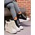 economico Sneakers da donna-sneakers da donna in denim con zeppa, allacciatura frontale e cerniera laterale, scarpe casual alte con plateau per l&#039;uso quotidiano