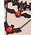 abordables Accesorios de Halloween-Conjunto de collar y pendientes de murciélago de Halloween para mujer: gargantilla de encaje negro con piedras preciosas rojas y colgantes de murciélago, perfecto para fiestas y disfraces de Halloween.