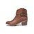 voordelige Cowboy &amp; Western Boots-Bruine western enkellaarsjes van imitatieleer met blokhak voor dames – rits aan de zijkant en gespband, casual en country concert schoenen