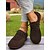 abordables Zapatillas sin cordones y mocasines de mujer-Zapatos planos casuales marrones con cordones para mujer: zapatos ligeros de horma ancha para paseos por el campo, marrones y para uso diario.