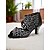 abordables Chaussures de danses latines-Chaussures de danse à bout ouvert et strass nude pour femmes, talon bas – Chaussures de bal professionnelles de style Gatsby