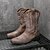 abordables Cowboy et bottes occidentales-Bottes de cowboy western pour hommes, bout carré, à enfiler, mi-mollet, chaussures décontractées de style campagnard pour un usage quotidien