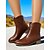 abordables Cowboy y botas occidentales-Botines de piel sintética color vino tinto para mujer: botas cortas de tacón bajo estilo western informal para el trabajo, viajes y atuendos cotidianos.