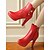 tanie Buty platformowe-Damskie czerwone botki ze sztucznej skóry na obcasie typu szpilka z zawieszką z kryształków - eleganckie botki na imprezę jesienią, zimą i na randki