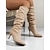 billige Slouch støvler-Beige damestøvler i imiteret ruskind med stiletthæl - moderigtige efterårssko til stilfulde hverdags- og date-outfits