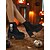 baratos Para mulheres-Botas plataforma femininas de camurça preta gótica - botas de cano curto com salto grosso e cadarço com bordado de esqueleto para Halloween, cosplay de outono &amp;roupa de festa