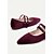 ieftine Pantofi Joși de Damă-Pantofi sport damă cu vârful ascuțit, din catifea vișinie, cu barete duble – pantofi eleganți, stil retro șic, pentru petreceri de Crăciun, evenimente de sărbători și reuniuni festive