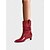abordables Bottes souples-Bottines souples rouges pour femmes avec tige froncée douce, talon bas, chaussures de style urbain chic pour femmes, parfaites pour les tenues décontractées et urbaines de tous les jours