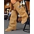 abordables Bottes à la mode-Bottes à tige repliable en daim pour femmes avec anneau en métal - Design tendance à hauteur du genou, chaussures de style urbain tendance pour les tenues de ville décontractées et modernes pour