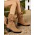 abordables Botas holgadas-Botas holgadas de ante sintético marrón para mujer con tacón bajo, cómodas botas de media pantorrilla para looks casuales de otoño e invierno.