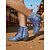 ieftine anii 1950-Ghete retro cu buline pentru femei, în stil anii 1950 – ghete albastre din piele, cu șireturi, tocuri joase, cusături colorate și stil vintage, pentru ținute casual, festivaluri și look-uri artistice la modă