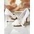 baratos Formal-Sapatos de salto alto de renda branca para noivas com detalhes em laço de pérolas - sapatos de casamento elegantes para noivas e ocasiões formais à noite