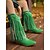 baratos Cowboy &amp; Western Boots-Botas de cowboy femininas de couro sintético marrom com franjas – botas de cano médio bordadas com estilo western, bico quadrado e salto baixo, estilo boho country para rodeios, festivais de música e trajes de outono-inverno