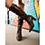 abordables Botas holgadas-Botas altas hasta la rodilla de piel sintética marrón para mujer: botas holgadas con punta puntiaguda y tacón de bloque para otoño e invierno para un uso diario elegante y un estilo urbano informal.