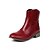abordables Cowboy y botas occidentales-Botines de piel sintética color vino tinto para mujer: botas cortas de tacón bajo estilo western informal para el trabajo, viajes y atuendos cotidianos.