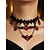 abordables Accesorios de Halloween-Conjunto de collar y pendientes de murciélago de Halloween para mujer: gargantilla de encaje negro con piedras preciosas rojas y colgantes de murciélago, perfecto para fiestas y disfraces de Halloween.