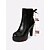 baratos Botas com salto-Botas femininas pretas de plataforma em couro sintético – salto alto, zíper lateral, amarração nas costas, para festas, saídas à noite e moda outono