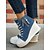 economico Sneakers da donna-sneakers da donna in denim con zeppa, allacciatura frontale e cerniera laterale, scarpe casual alte con plateau per l&#039;uso quotidiano