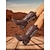 baratos Cowboy &amp; Western Boots-Botas de cowboy femininas de camurça com design bordado, salto bloco de cano médio estilo retrô, botas da moda para uso casual urbano