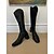 abordables Bottes de cheval-Bottes d&#039;équitation hautes en cuir véritable pour femmes - Bottes de style équestre à bout carré et talon bloc de mode urbaine pour des tenues chics et décontractées