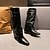 abordables Bottes à la mode-Bottes hautes marron pour femmes avec tige repliable et sangles à double boucle, chaussures de mode urbaine élégantes