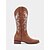 baratos Cowboy &amp; Western Boots-Botas de cowboy femininas marrons com bordado floral branco, bico quadrado e salto baixo confortável para uso casual no campo