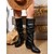 abordables Botas holgadas-Botas altas hasta la rodilla de piel sintética marrón oscuro para mujer: elegantes botas de tacón bajo para looks de otoño e invierno.