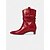 abordables Bottes souples-Bottines souples rouges pour femmes avec tige froncée douce, talon bas, chaussures de style urbain chic pour femmes, parfaites pour les tenues décontractées et urbaines de tous les jours