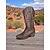 levne Cowboy &amp; Western Boots-Dámské kovbojské boty v moka hnědé barvě s bílými vyšívanými detaily a úzkými podpatky, obuv v bohémském westernovém stylu