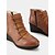 abordables Bottines-Bottines compensées en similicuir marron pour femme avec fermeture éclair latérale – bottines à lacets décontractées et confortables pour le travail, le shopping et les voyages