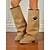 abordables Bottes à la mode-Bottes à tige repliable en daim pour femmes avec anneau en métal - Design tendance à hauteur du genou, chaussures de style urbain tendance pour les tenues de ville décontractées et modernes pour